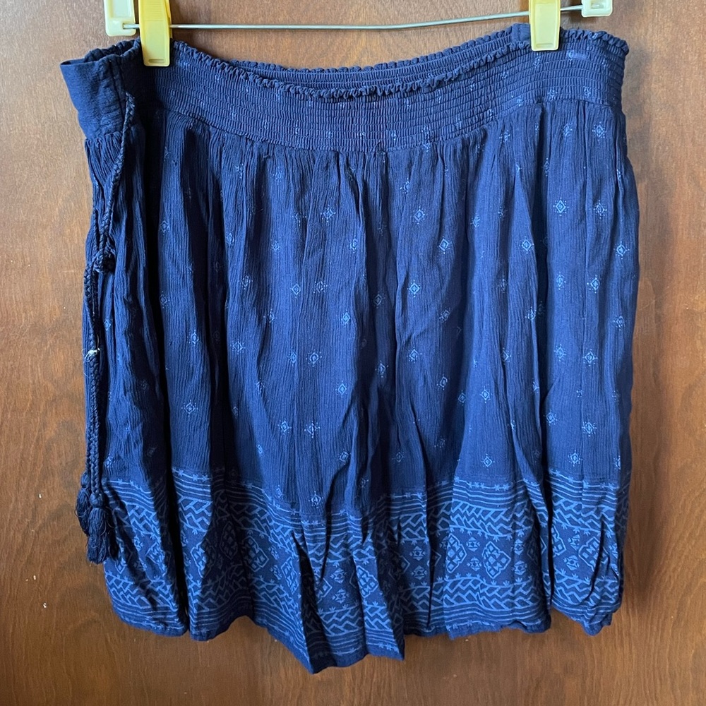 Navy Blue Patterned Skirt